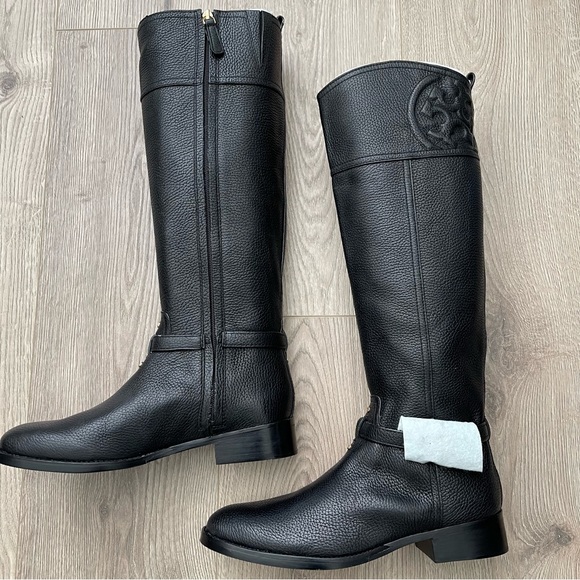 Tory Burch Marlene Riding Boots Tumbled Leather Black Size 9 NEW - Picture 7 of 14